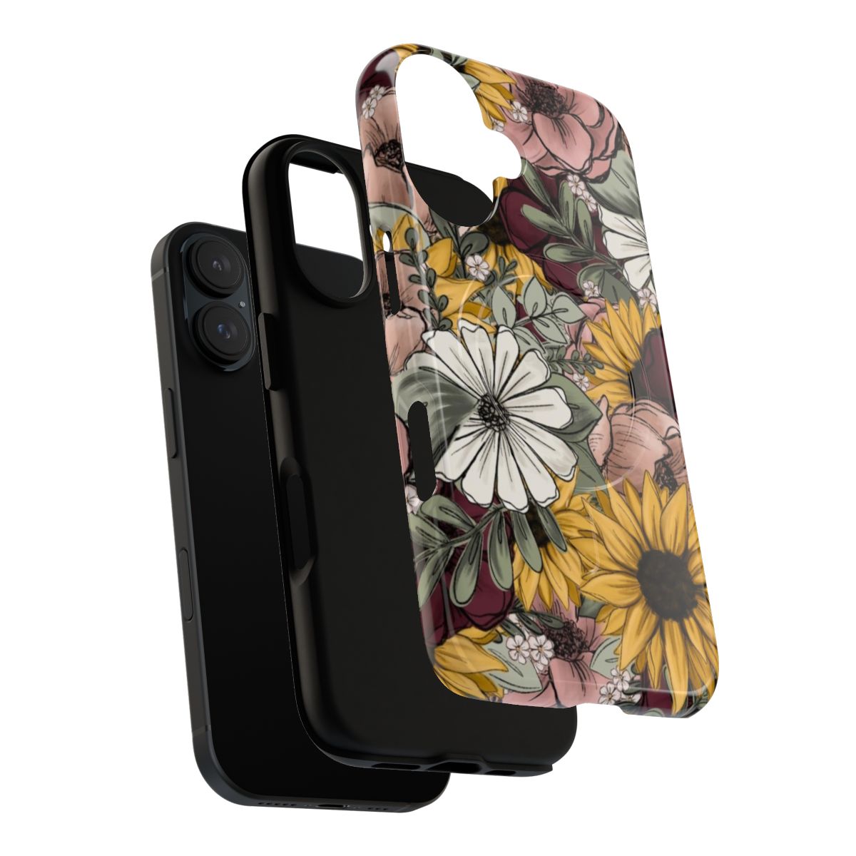 Colorful floral design on a magnetic tough phone case - Layers