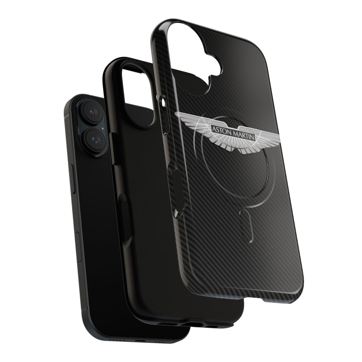 Magnetic tough phone case with Aston Martin inspired carbon fiber background - Layers