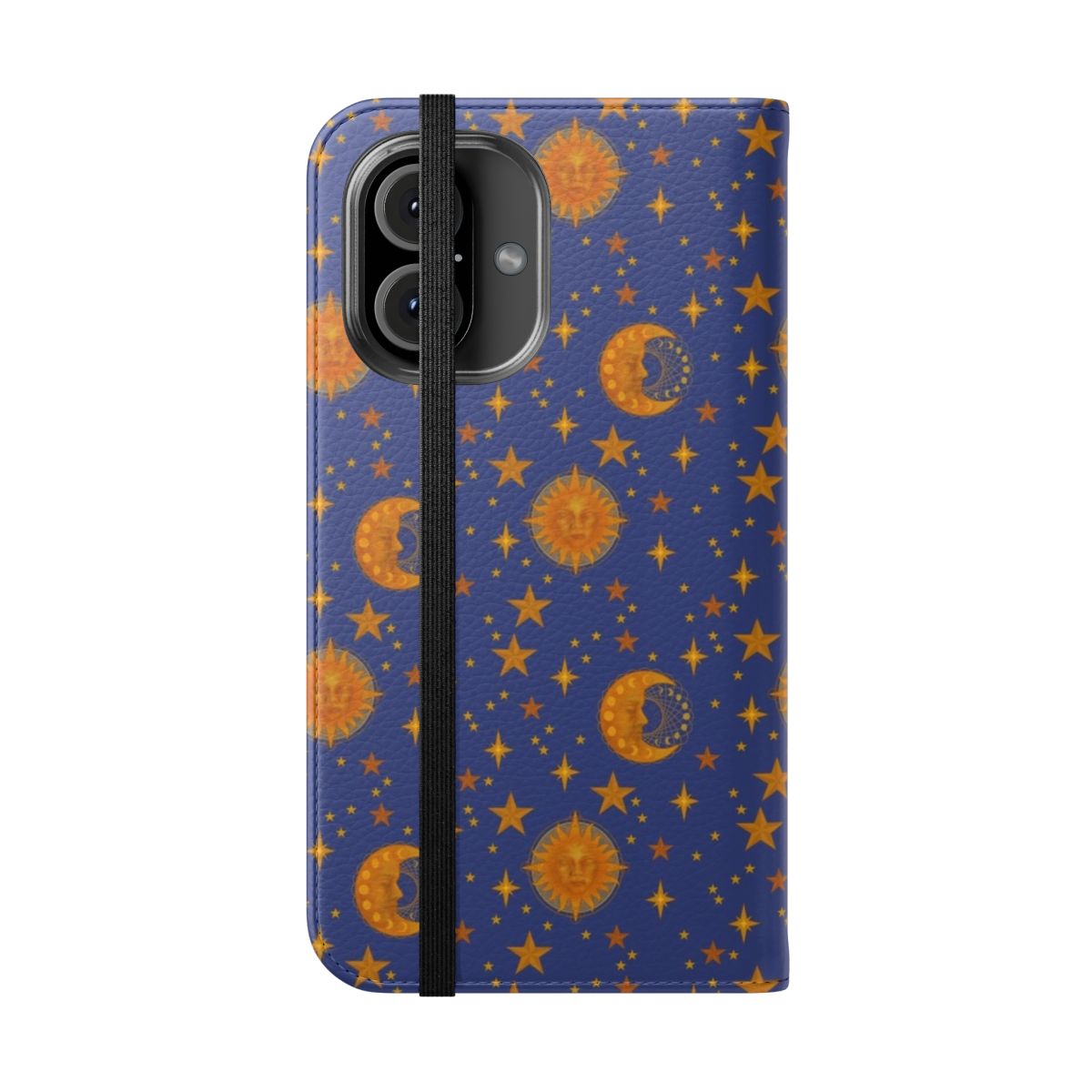 Bohemian celestial galaxy phone case with sun and moon pattern - Folded Front