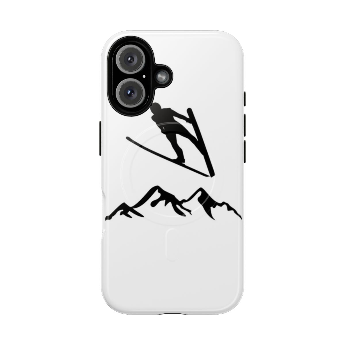 Magnetic tough phone case with ski jumping and winter sports design