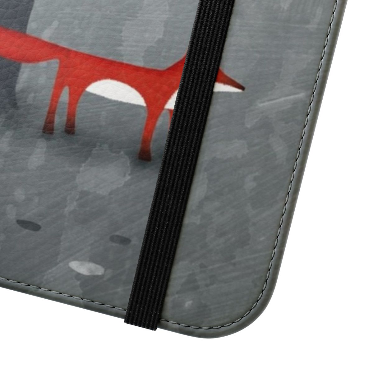 Stylish phone case featuring a beautiful forest landscape and a red fox - Close Up