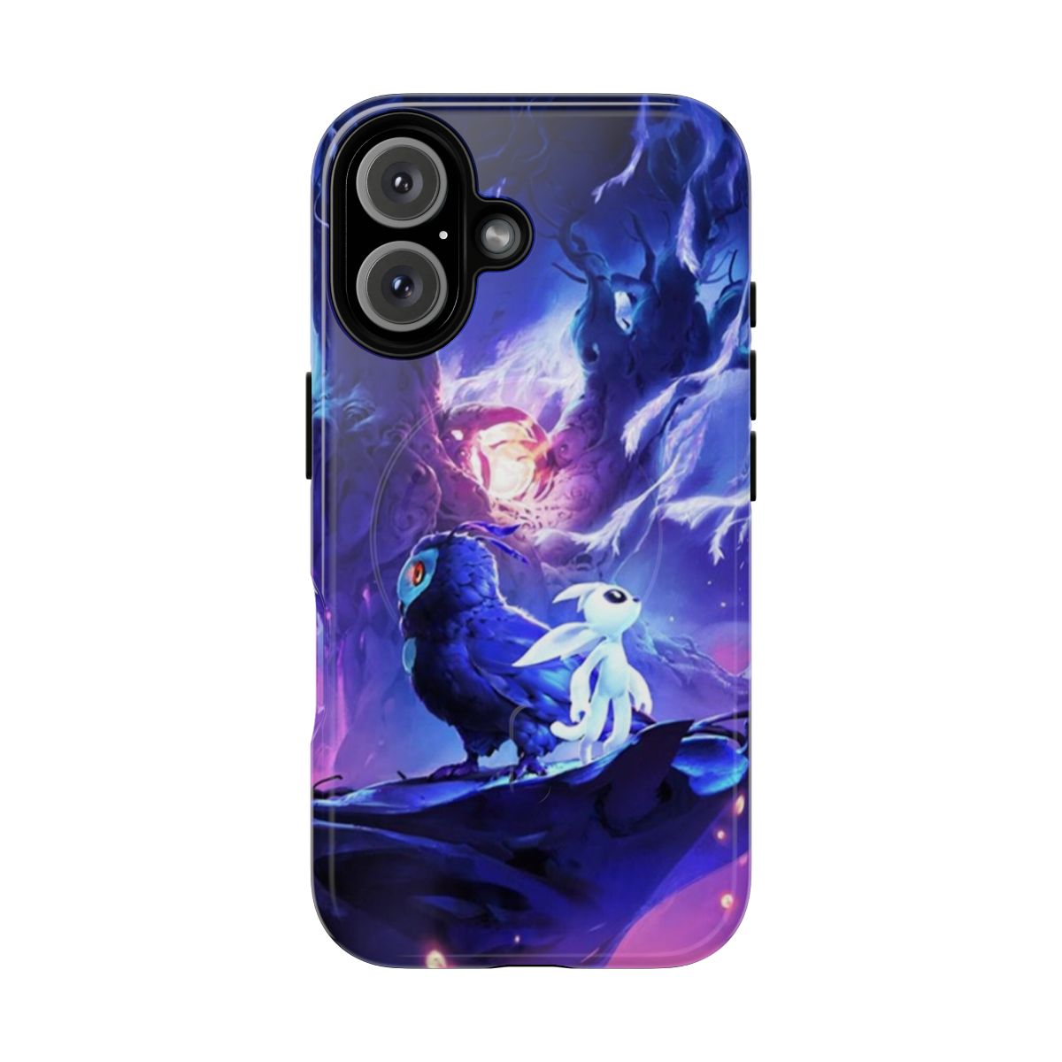 Magnetic tough phone case featuring the logo and characters from the video game Ori and the Will of the Wisps