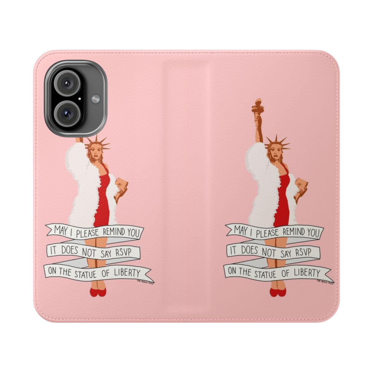 Peach Fuzz Flip Cover Phone Case featuring feminist and pop culture inspired design