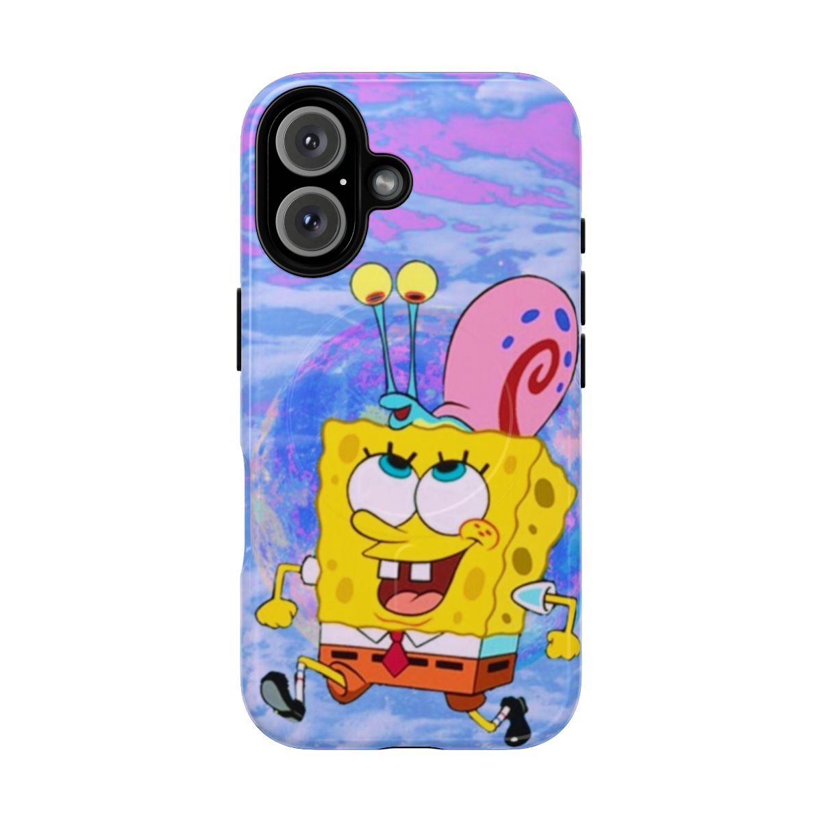 Spongebob-themed phone case with a galaxy design