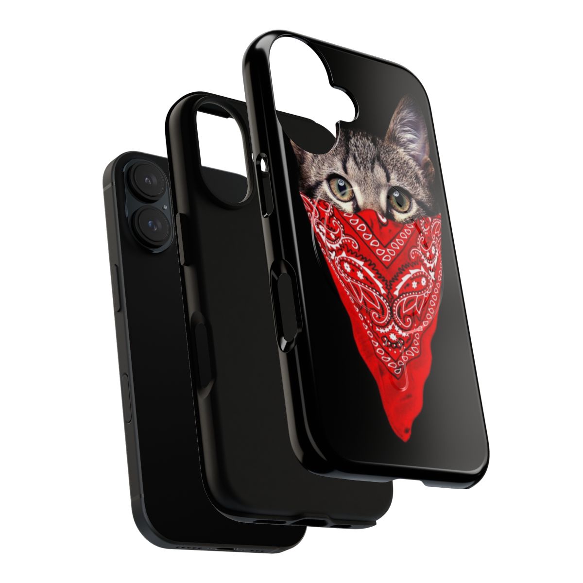 Magnetic phone case with a gangster cat design - Layers