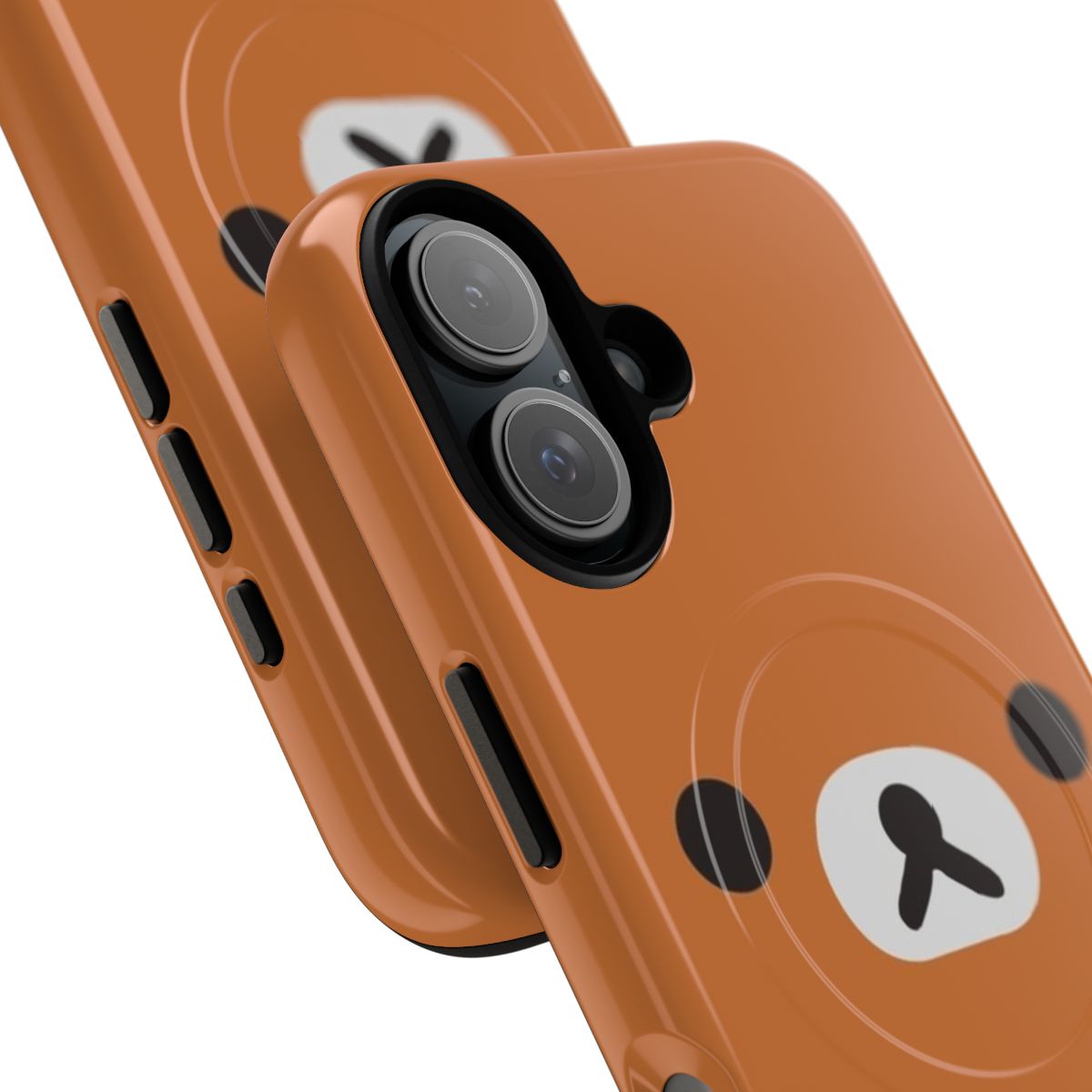 Illustration of a Rilakkuma bear face on a magnetic tough phone case - Detail