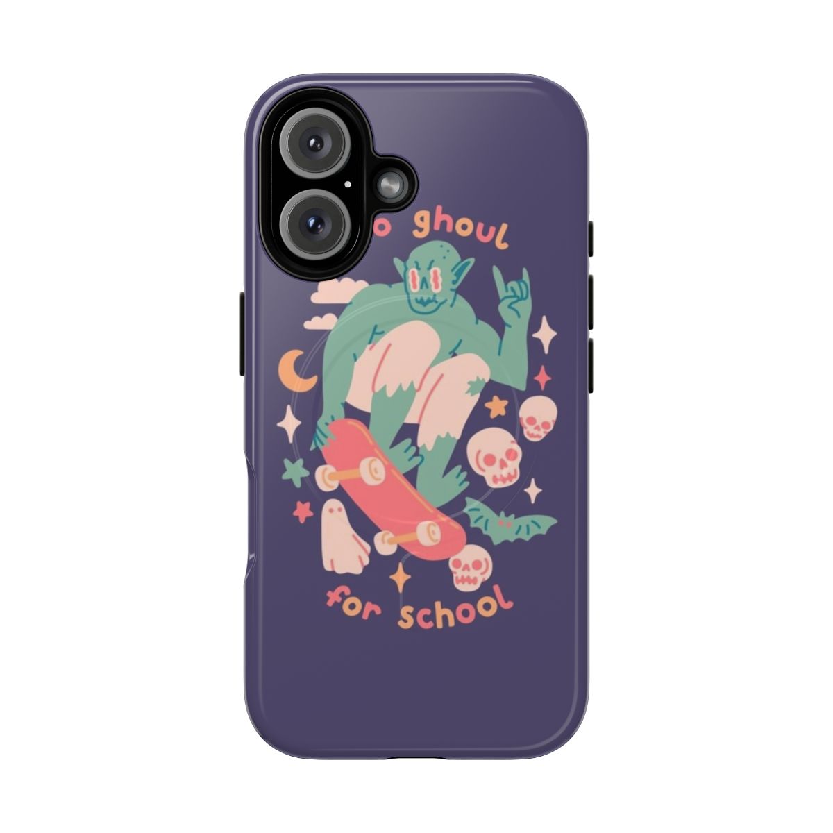 Magnetic tough phone case with a ghoulish, Halloween-themed design