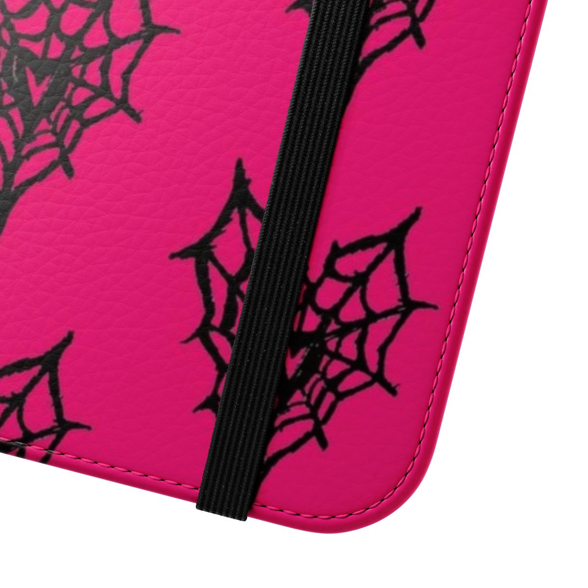 Spiderweb heart themed flip cover phone case - Close Up