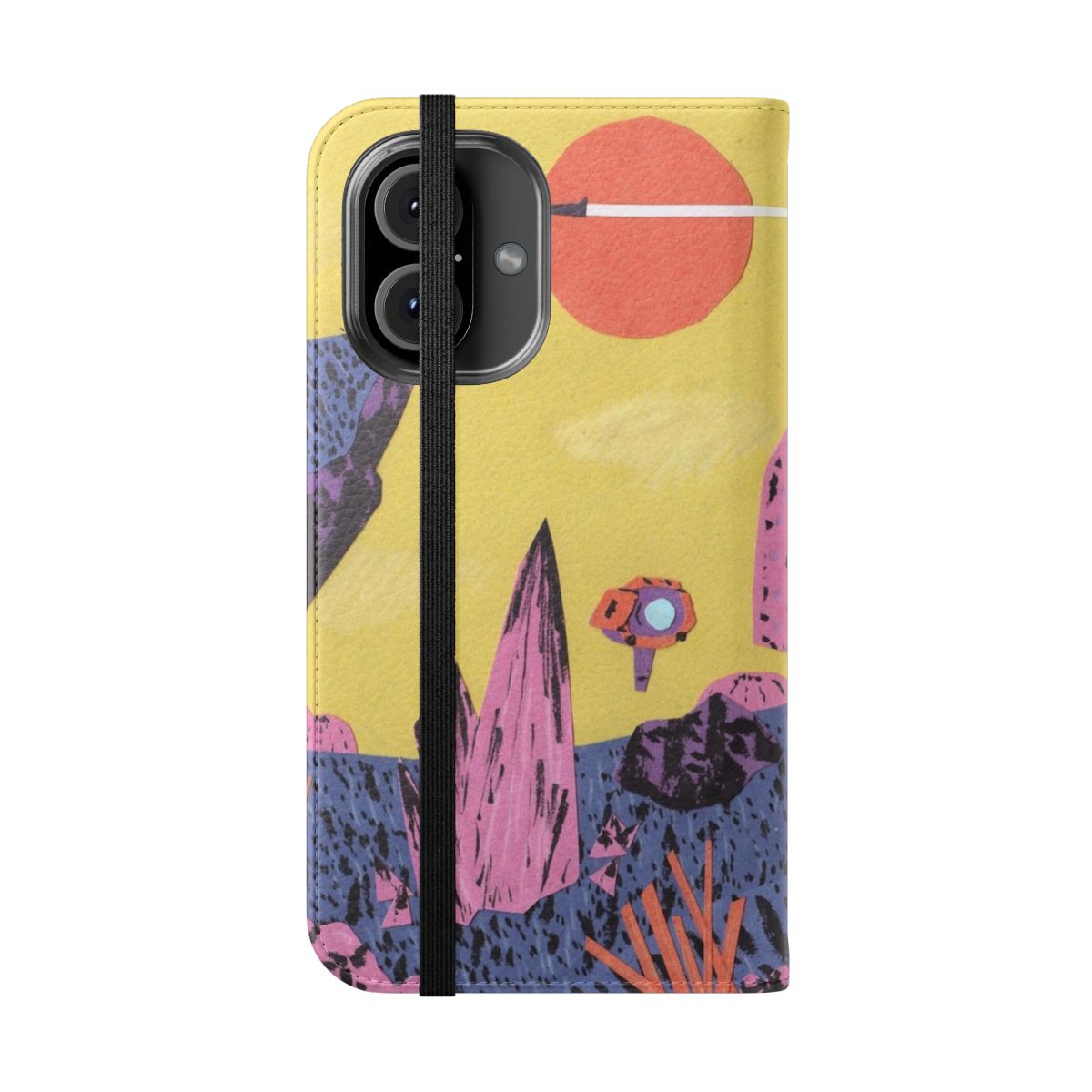 Vibrant space-themed phone case with an alien planet design - Folded Front