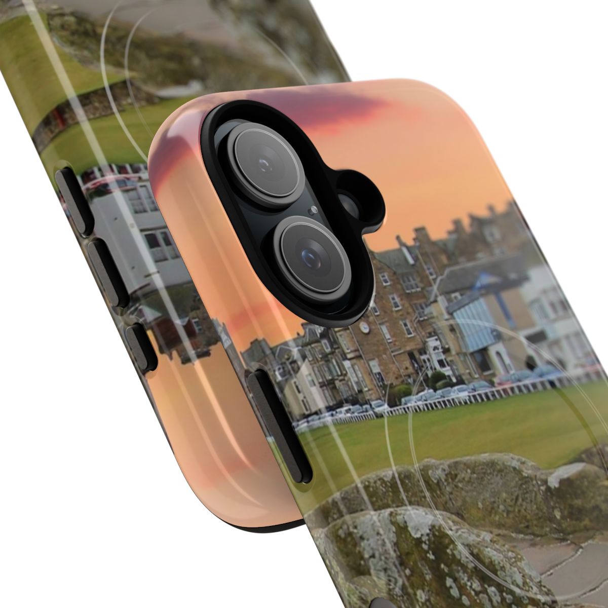 Magnetic tough phone case featuring a beautiful image of the iconic St Andrews golf course in Scotland. - Detail