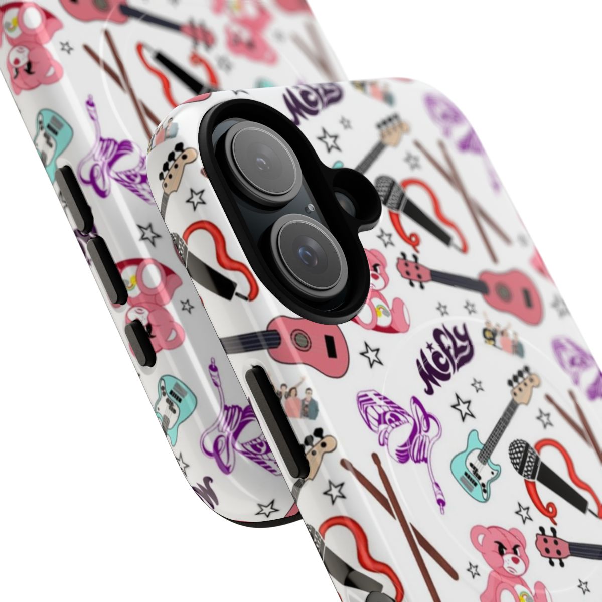 Retro 80s Mcfly inspired magnetic tough phone case with a repeating pattern - Detail