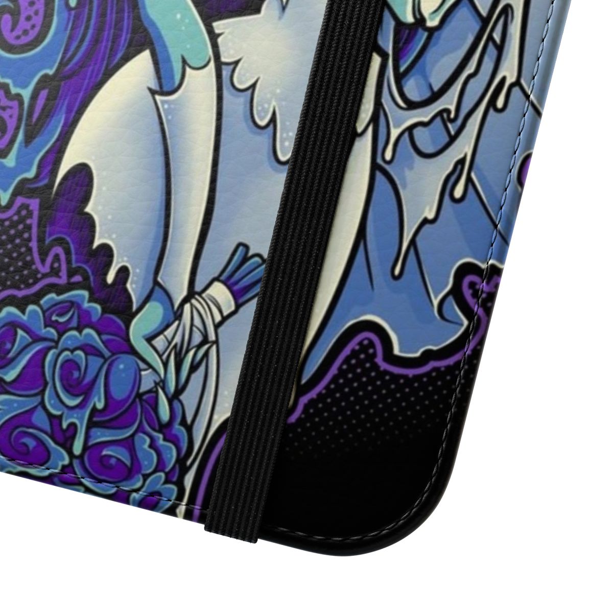 Decaying Dreams Gothic Phone Case featuring a dark skull, butterflies, and dark imagery - Close Up