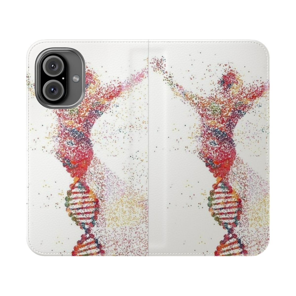 Artistic flip cover phone case featuring a watercolor design of the human brain, lungs, and other anatomical elements.