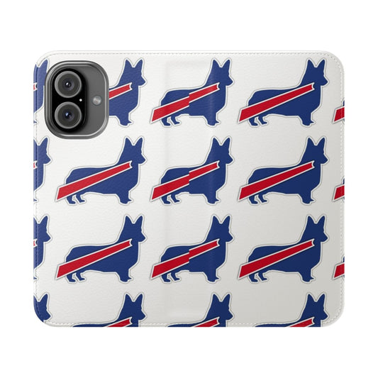 Corgi-themed phone case cover featuring the Buffalo Bills logo