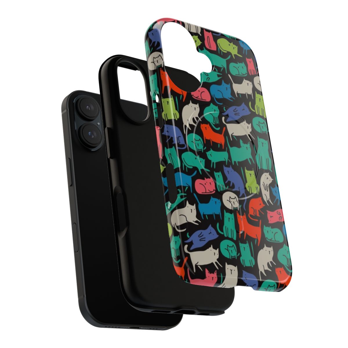 Colorful and cute cat design on a magnetic tough phone case - Layers