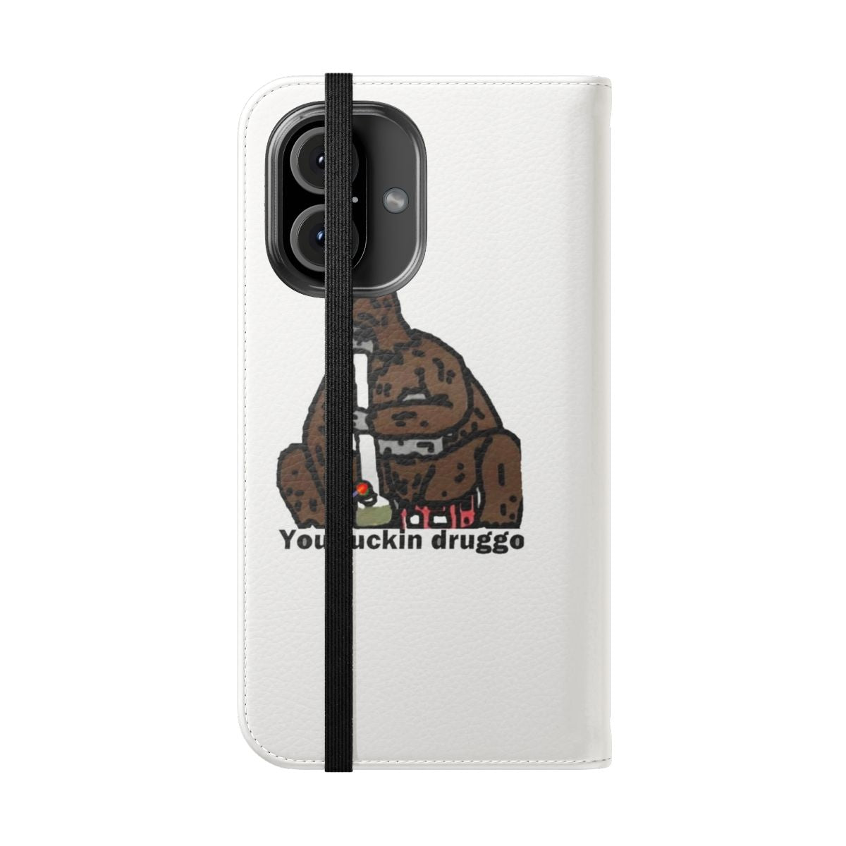 Sassy the Sasquatch inspired phone case with a unique, hand-drawn design - Folded Front