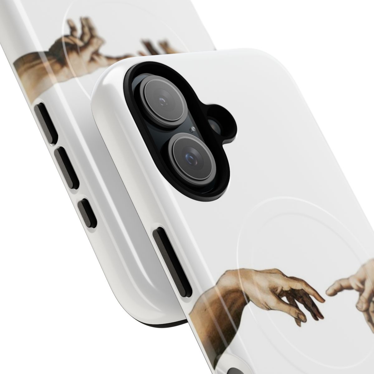 Magnetic tough phone case featuring the iconic hand gesture from Michelangelo's artwork - Detail