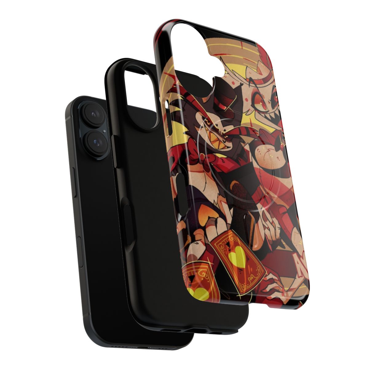 Magnetic tough phone case featuring the characters Angel Dust and Husk from the animated series Hazbin Hotel. - Layers