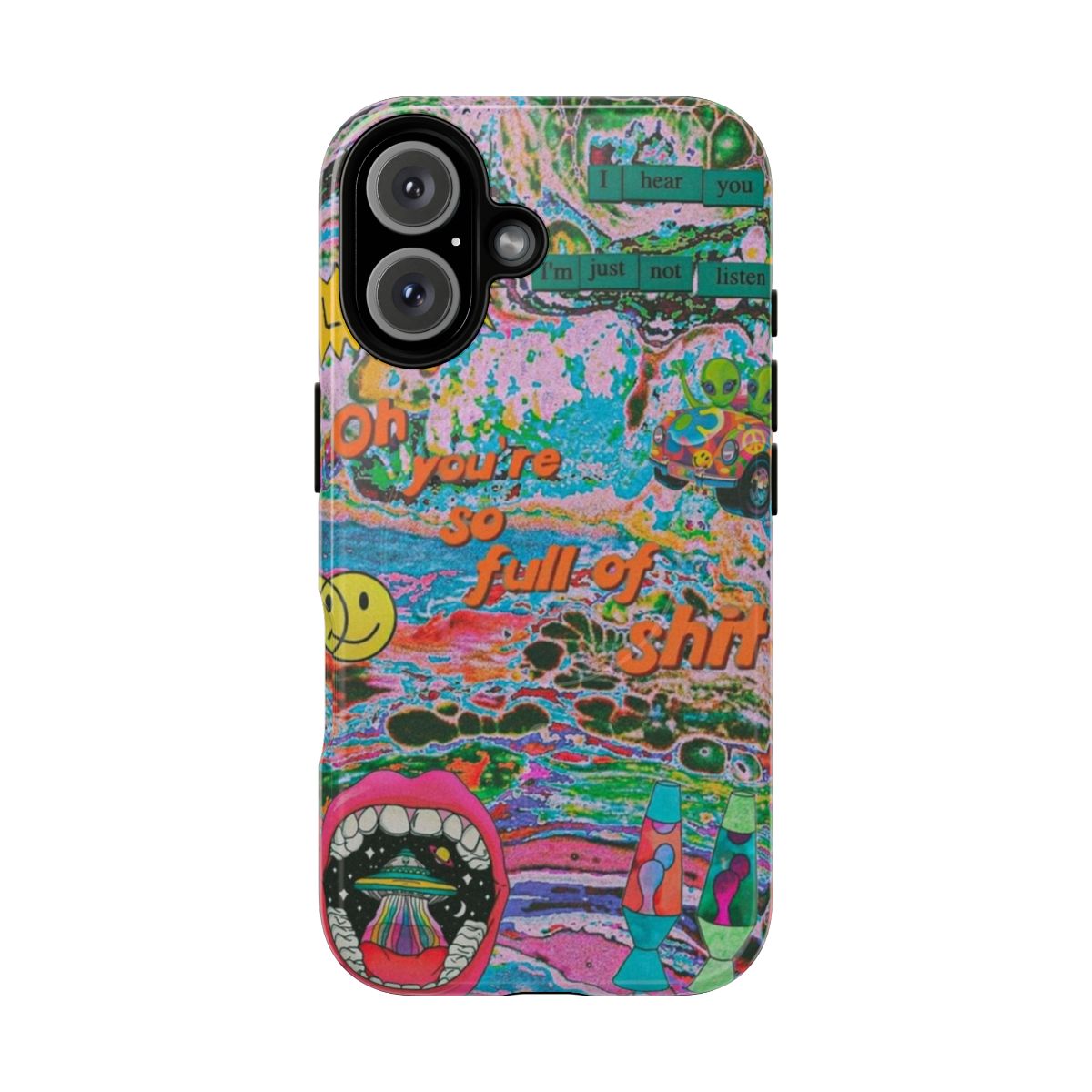 Trippy, colorful, and aesthetic magnetic phone case featuring a psychedelic, alien-inspired design.