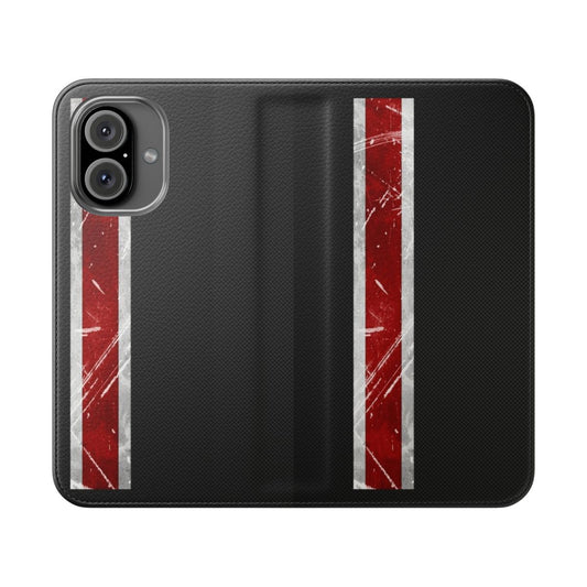 Sci-Fi Inspired Flip Cover Phone Case with Mass Effect Inspired Design