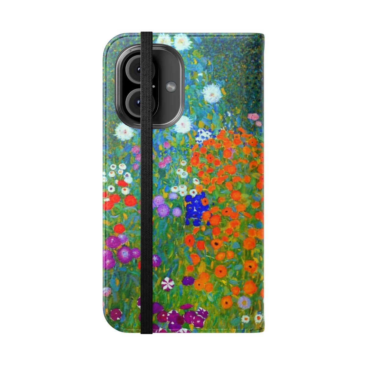 Phone case with a floral design inspired by the art of Gustav Klimt - Folded Front