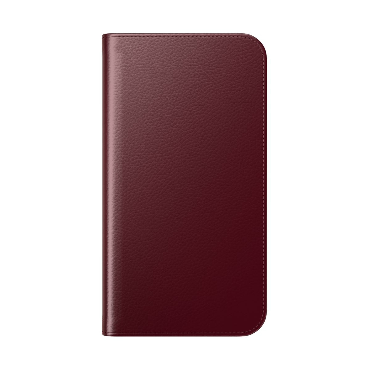 Burgundy flip cover phone case with a simple, minimalist design - Folded Back