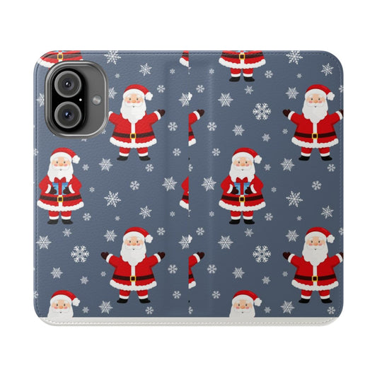 Festive Christmas phone case with jolly Santa Claus and snowflake pattern