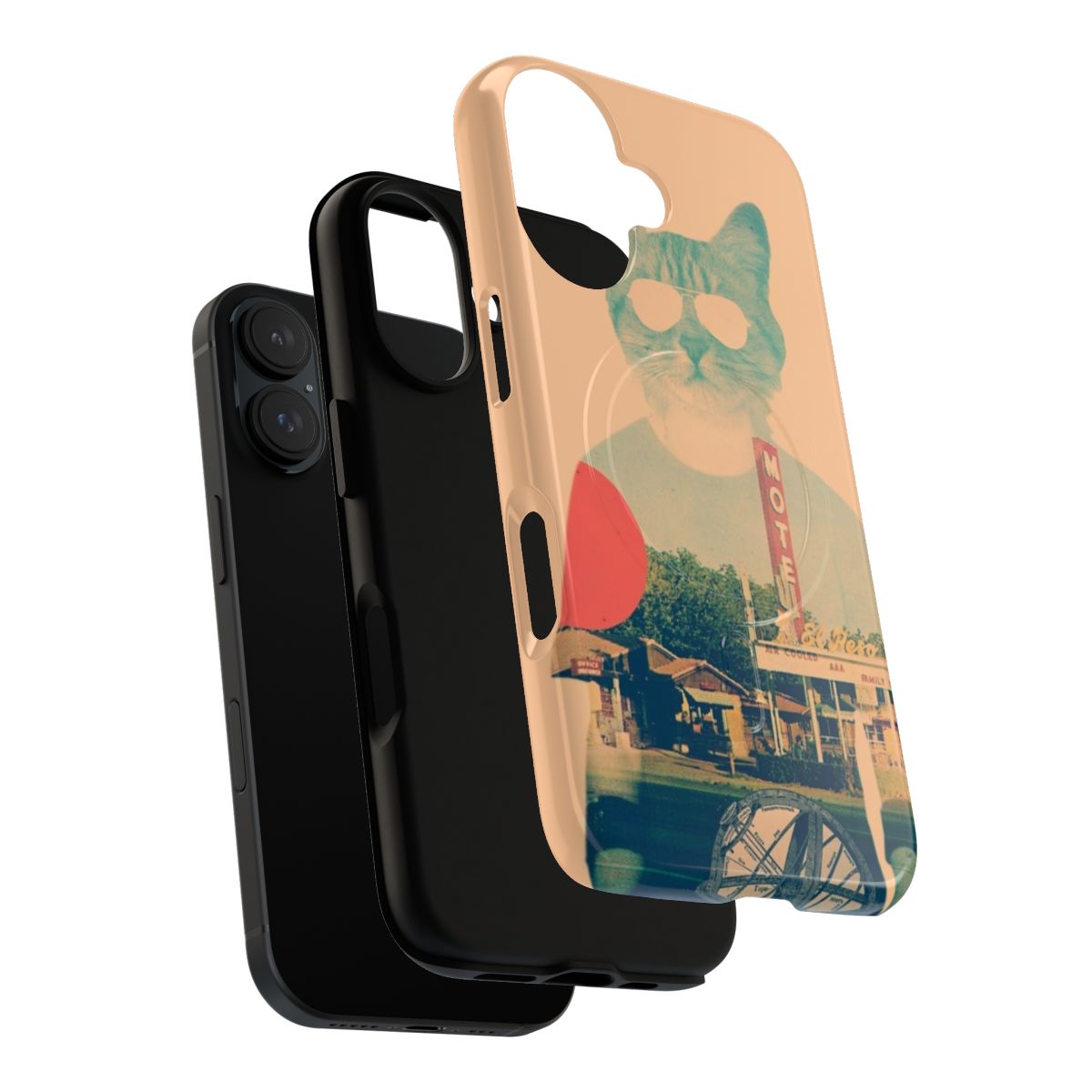 Image of a stylish cat-themed magnetic tough phone case - Layers