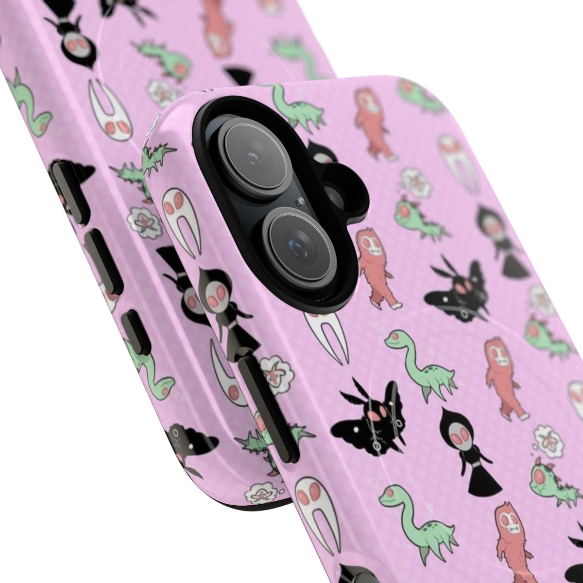 Pastel-colored phone case with whimsical cryptid-inspired design - Detail