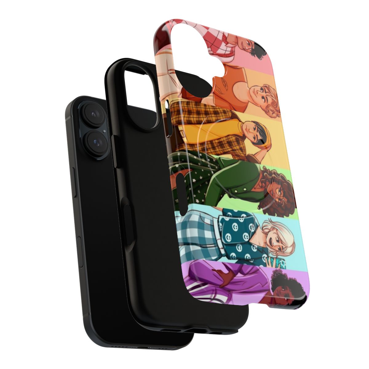 Rainbow-colored Heartstopper inspired phone case with magnetic tough design - Layers