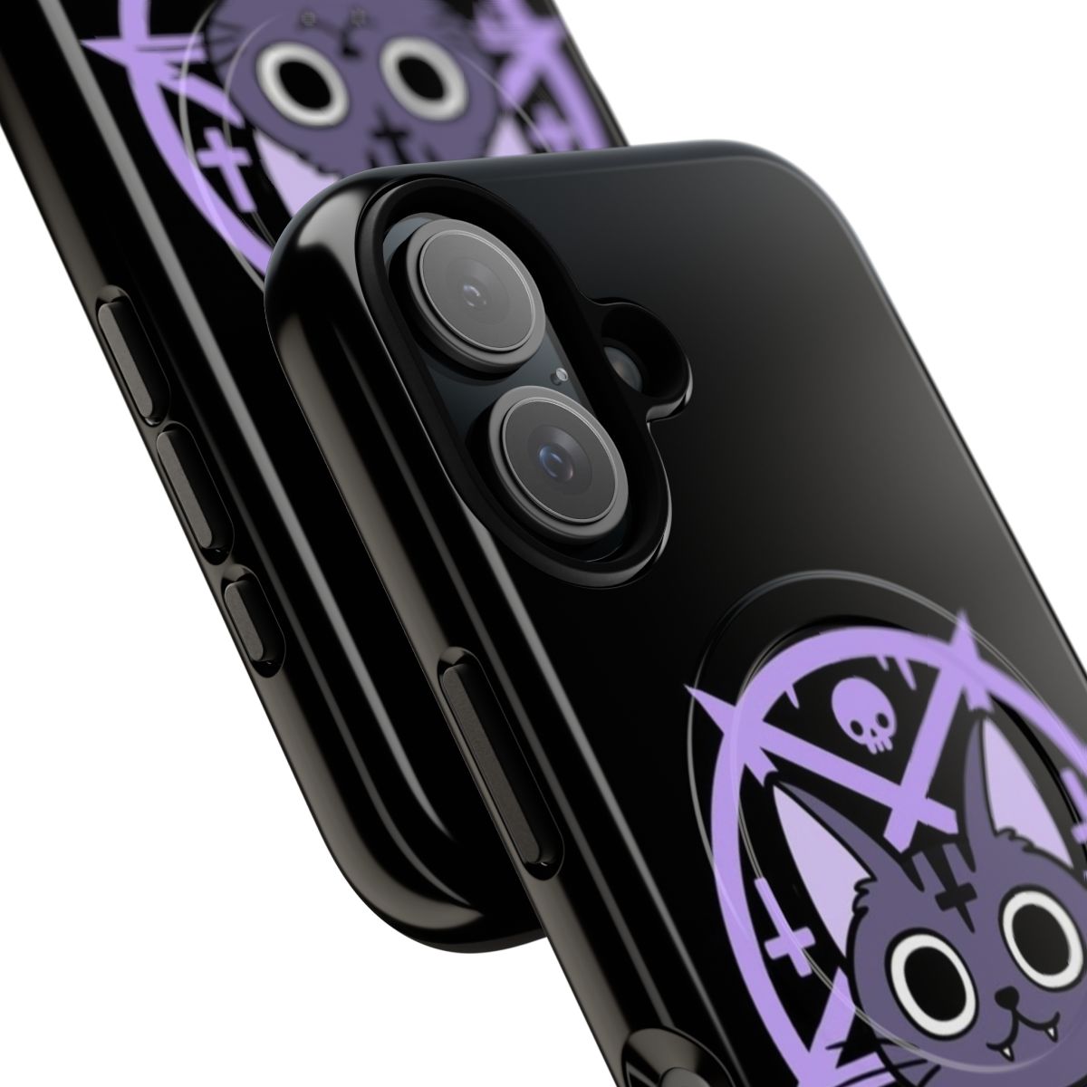 Nikury Magnetic Tough Phone Case featuring a mystical black cat design - Detail