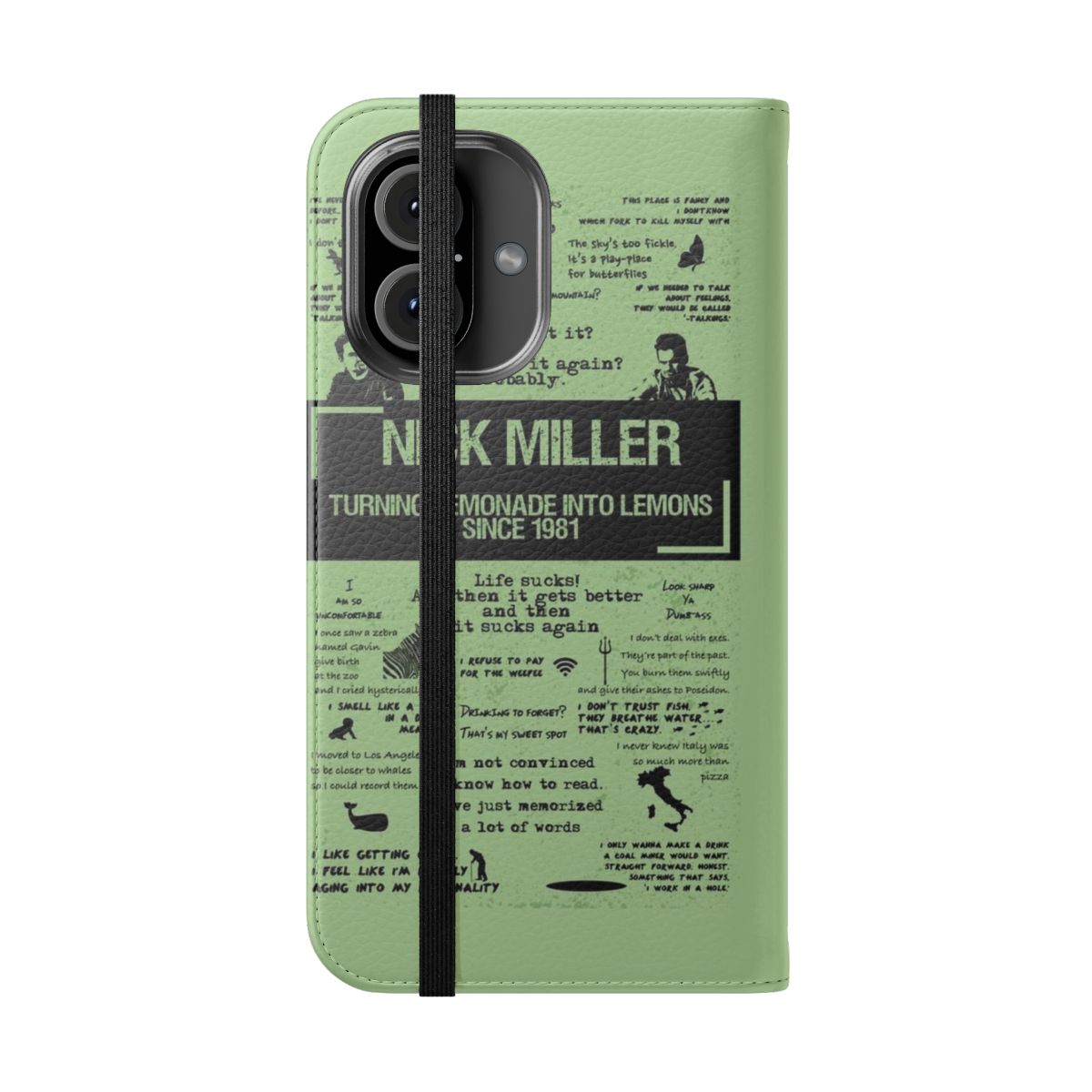 Flip cover phone case with Nick Miller from New Girl design - Folded Front