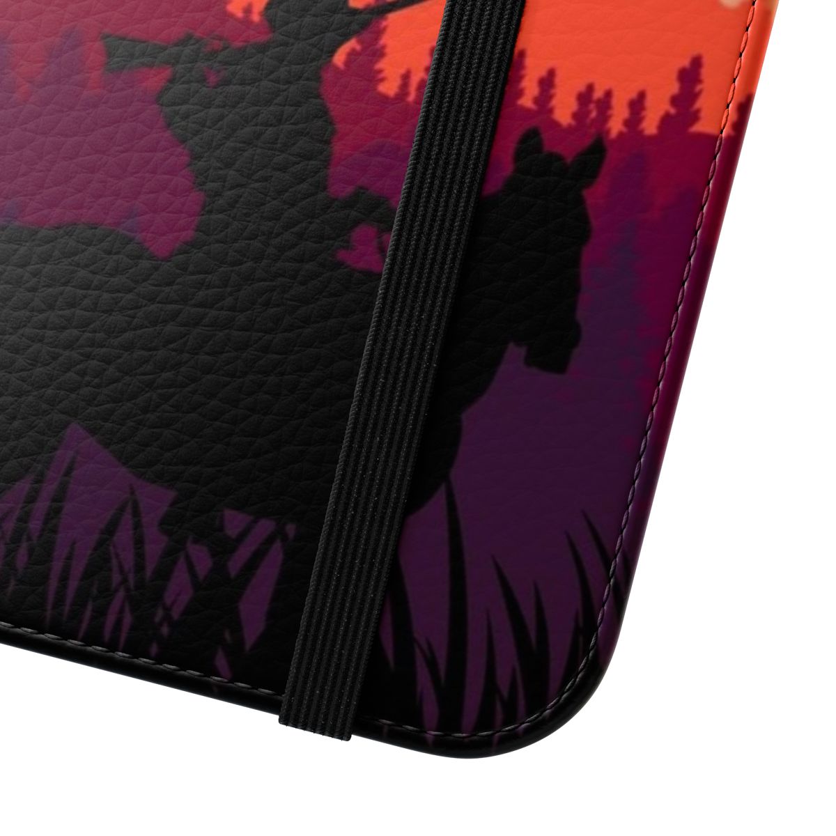 A phone case featuring a picturesque sunset landscape, reminiscent of the Red Dead Redemption 2 game world. - Close Up