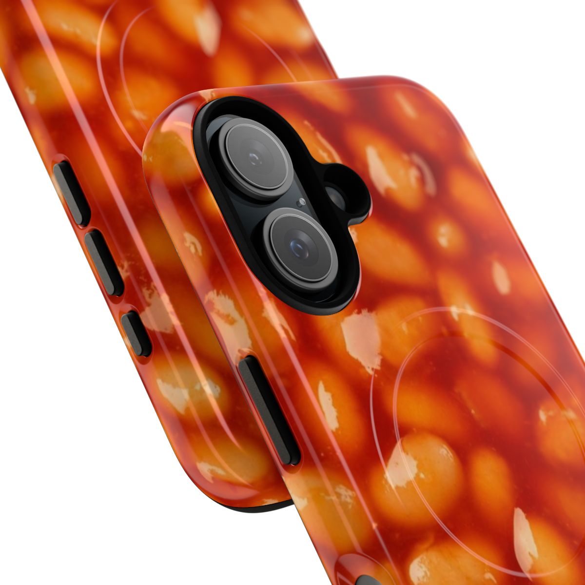 Protective phone case featuring a baked beans-inspired funny meme design - Detail