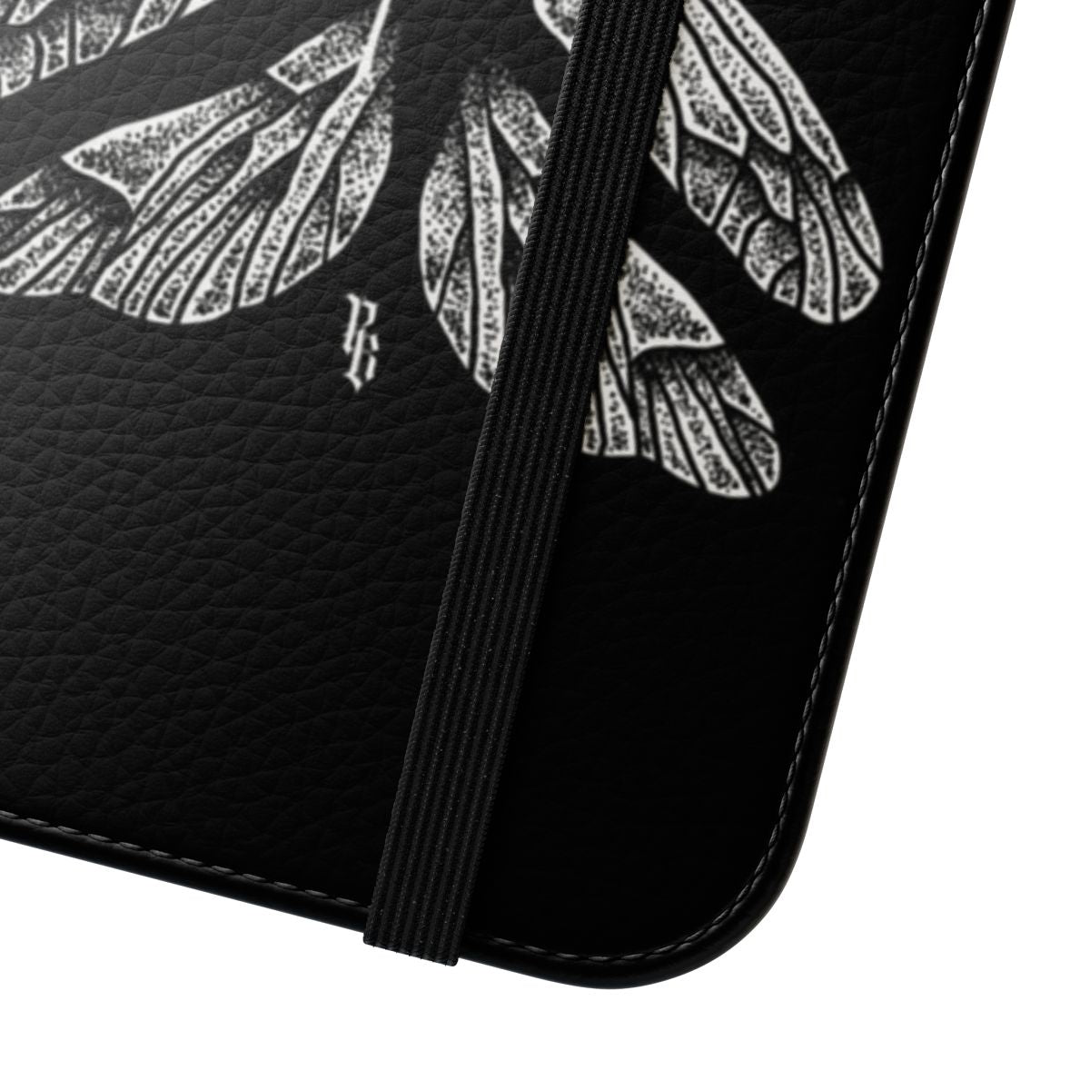 Mystical wings flip cover phone case with occult and fantasy design - Close Up