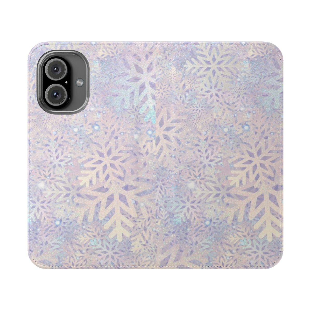 Pastel-colored snowflake design on a flip cover phone case