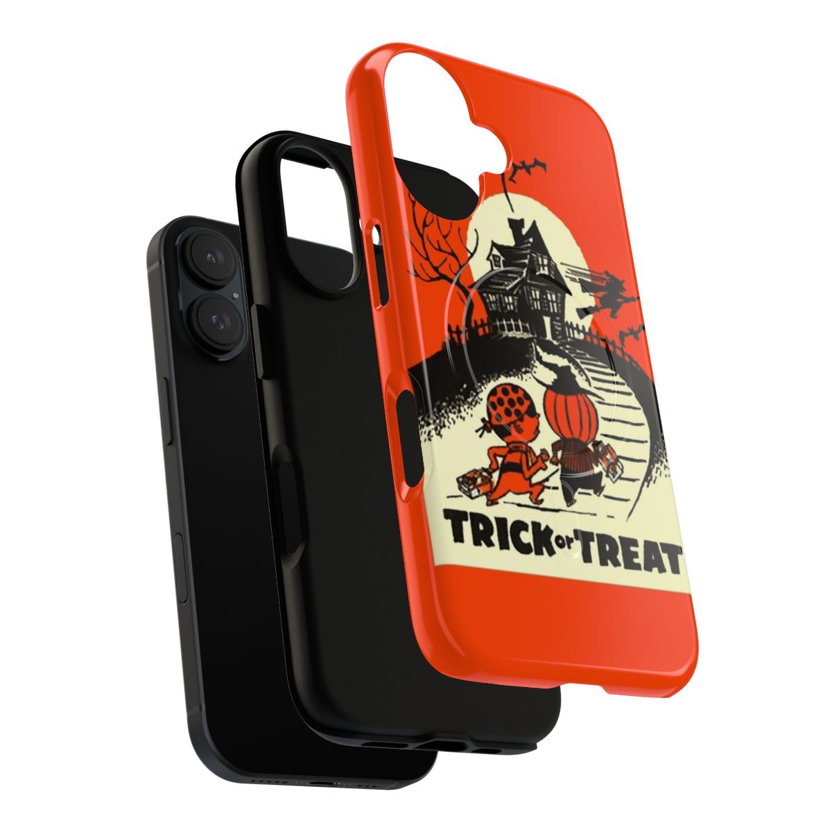 Retro-style Halloween candy bags phone case with magnetic closure - Layers