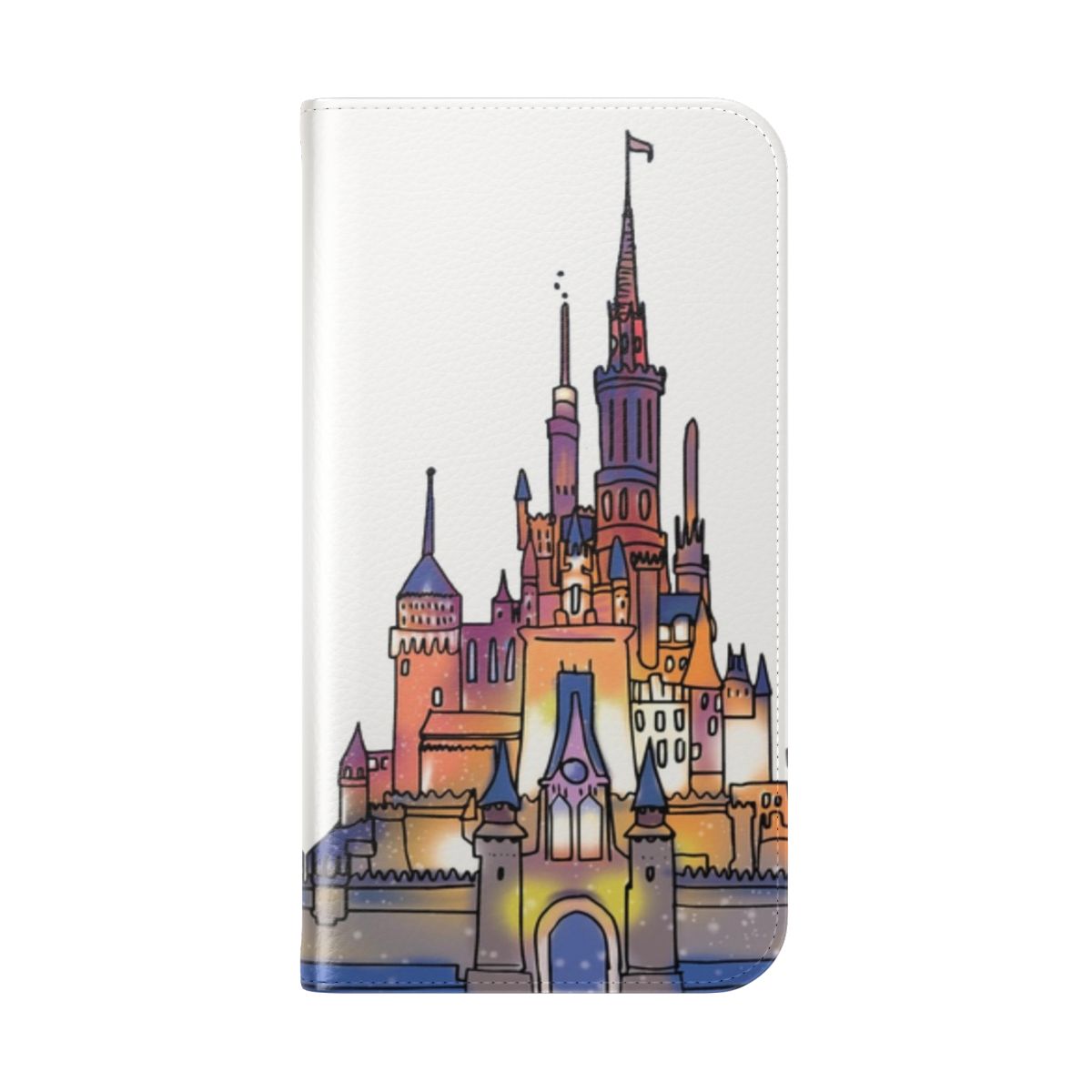 Watercolor castle-inspired glittery phone case - Folded Back