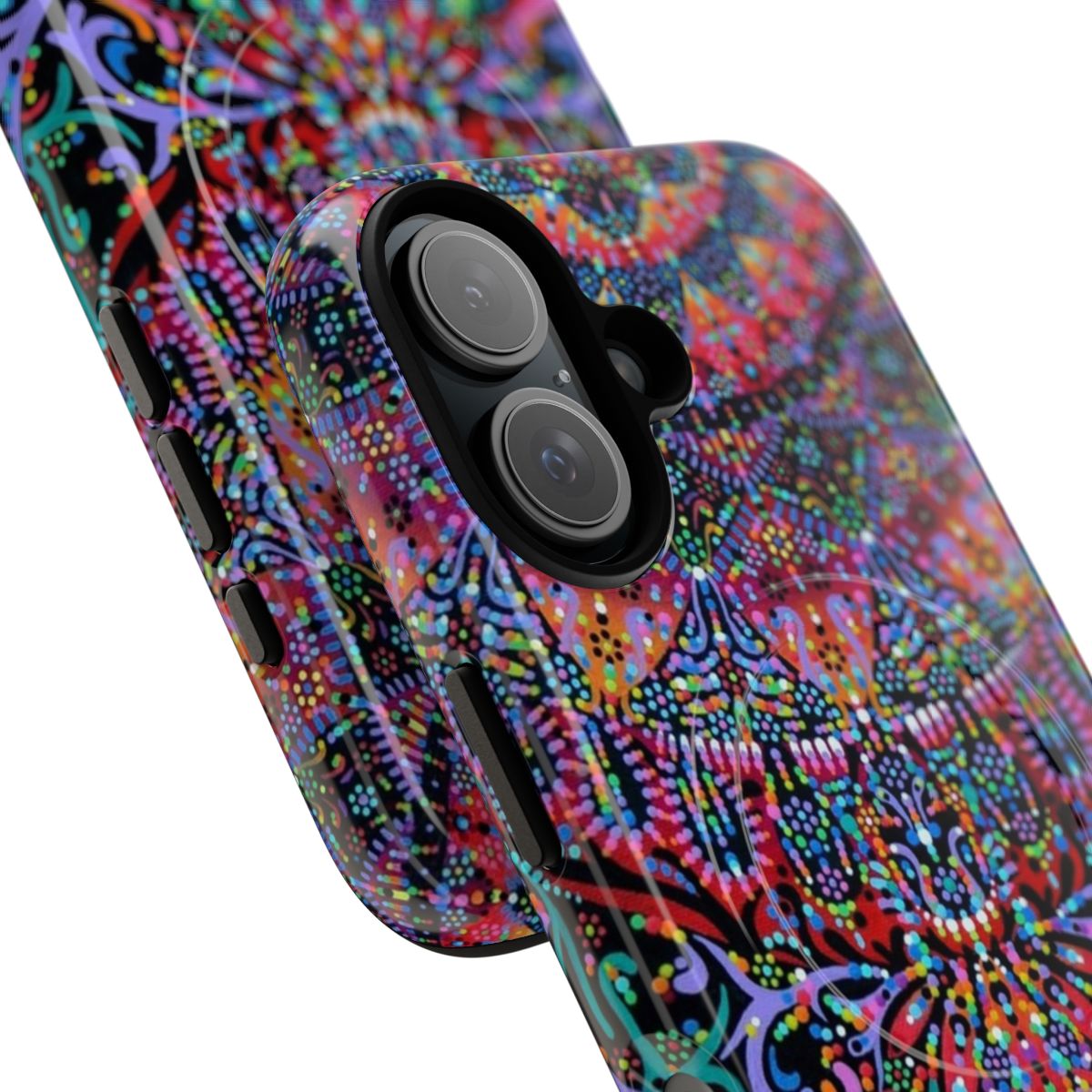 Vibrant mandala-inspired magnetic tough phone case - Detail