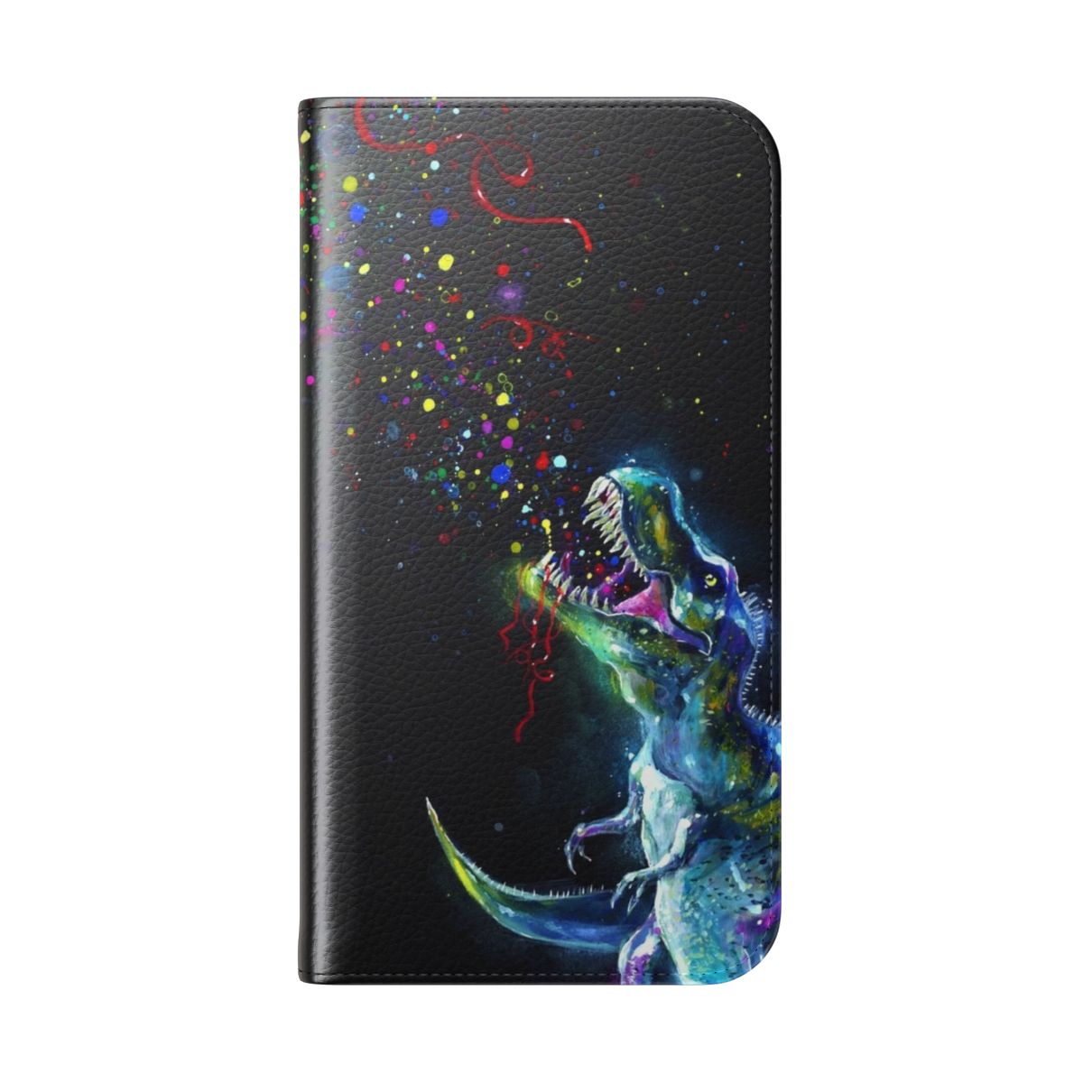 Shimmering Cosmic T-Rex Phone Case - Folded Back