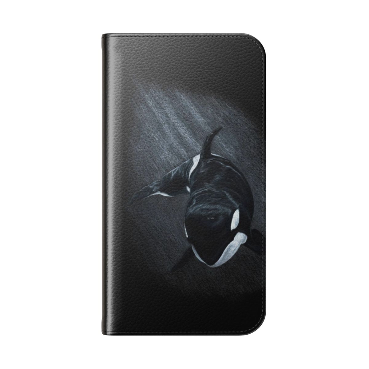 Stylish phone case with a high-quality black and white orca/killer whale design - Folded Back