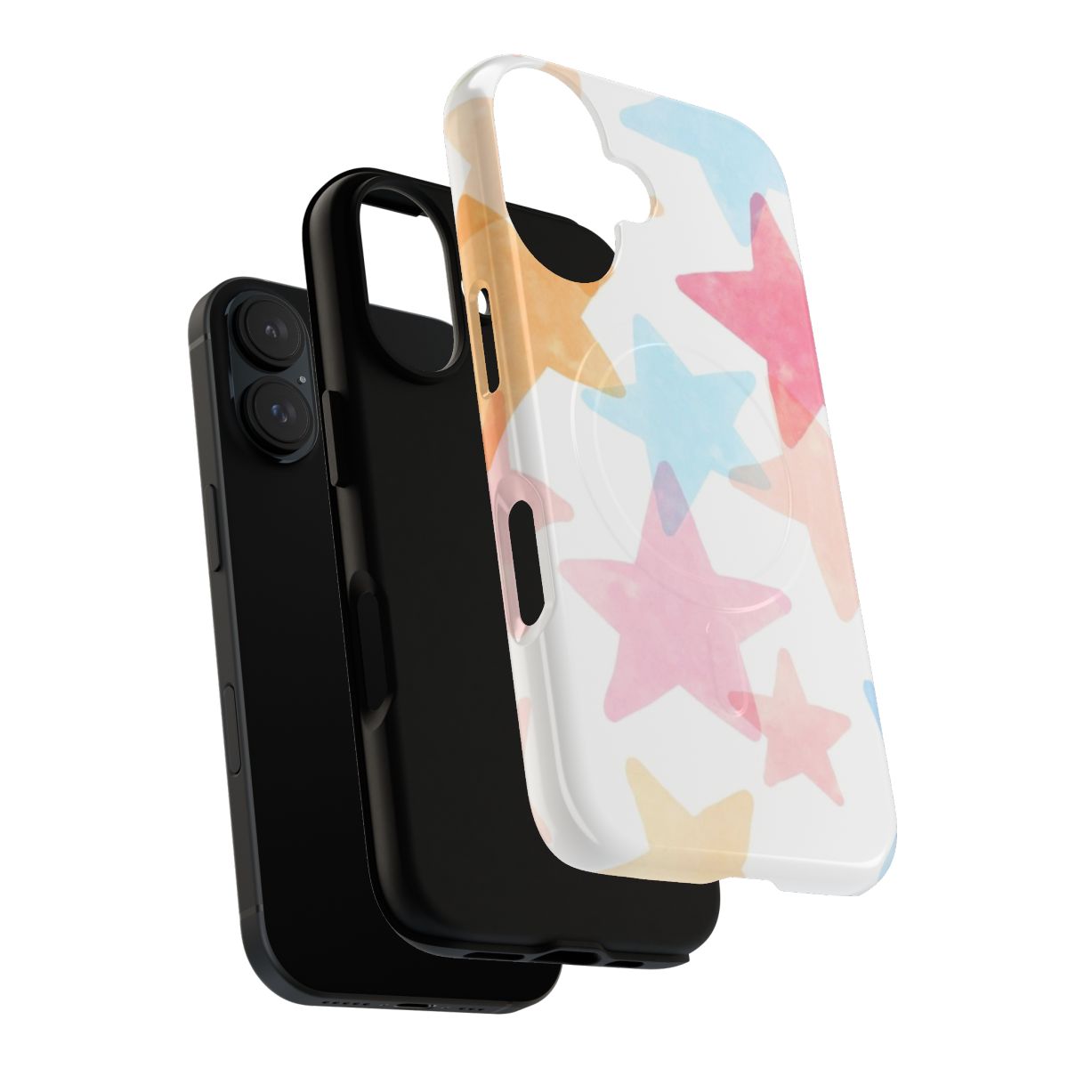 Colorful stars pattern on a magnetic tough phone case - Layers