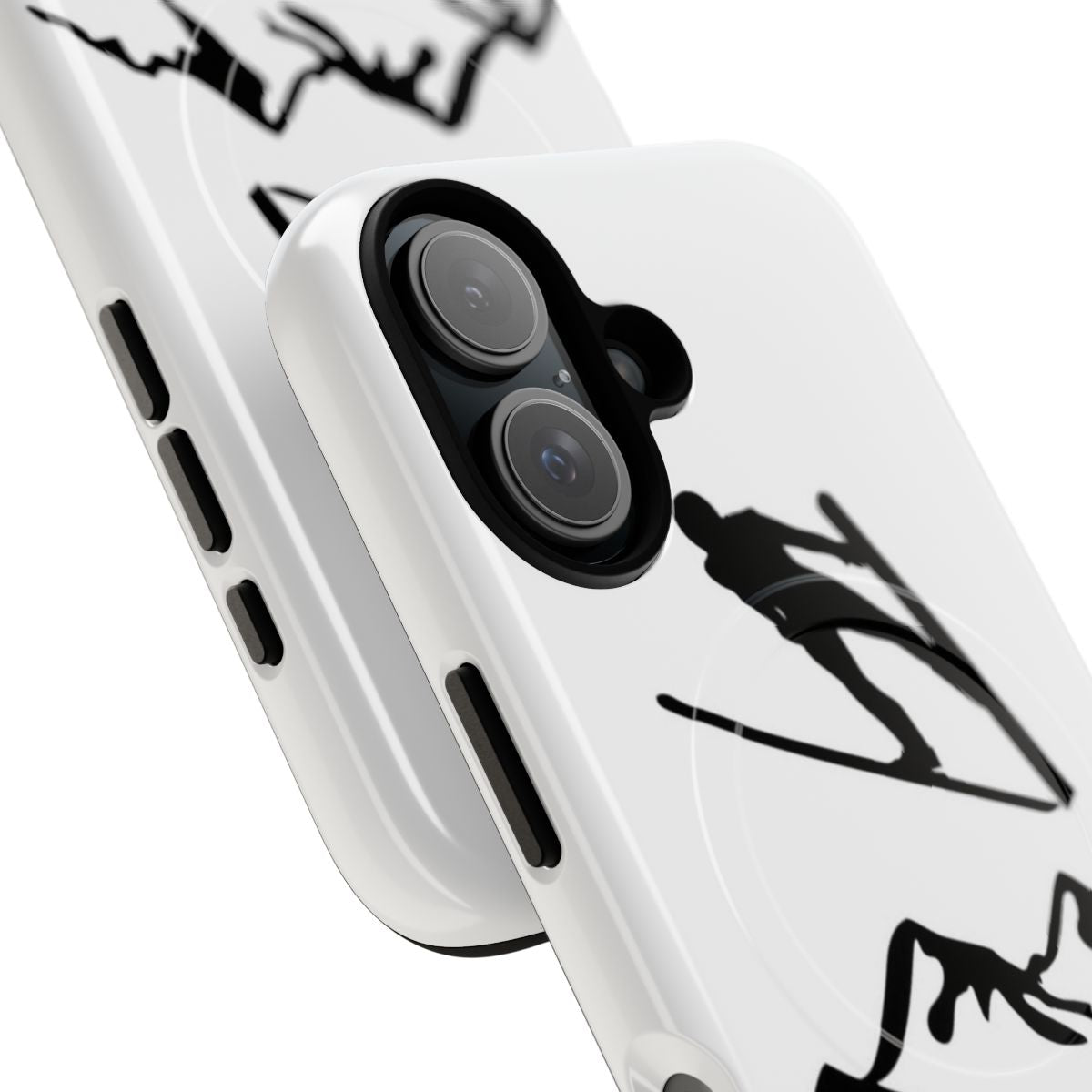 Magnetic tough phone case with ski jumping and winter sports design - Detail