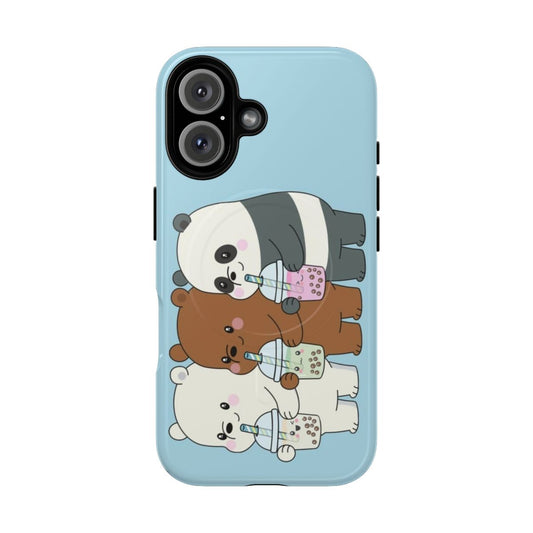 We Bare Bears themed tough and magnetic phone case with polar bear, grizzly bear, and panda bear illustration.