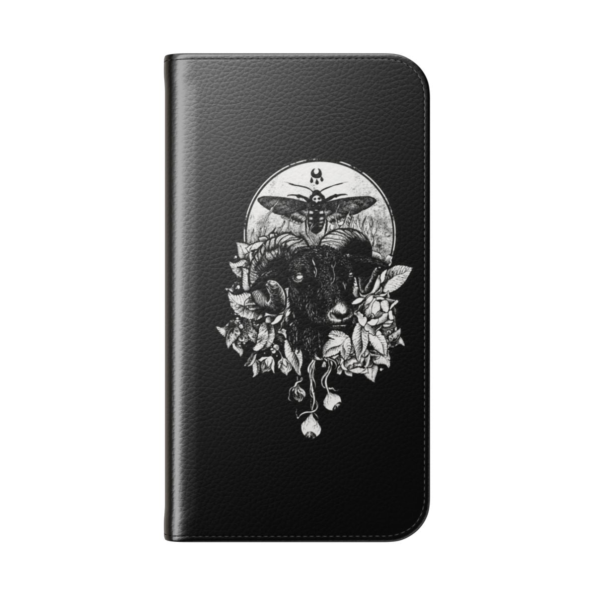 Dark gothic phone case with occult, nature, and metal designs - Folded Back