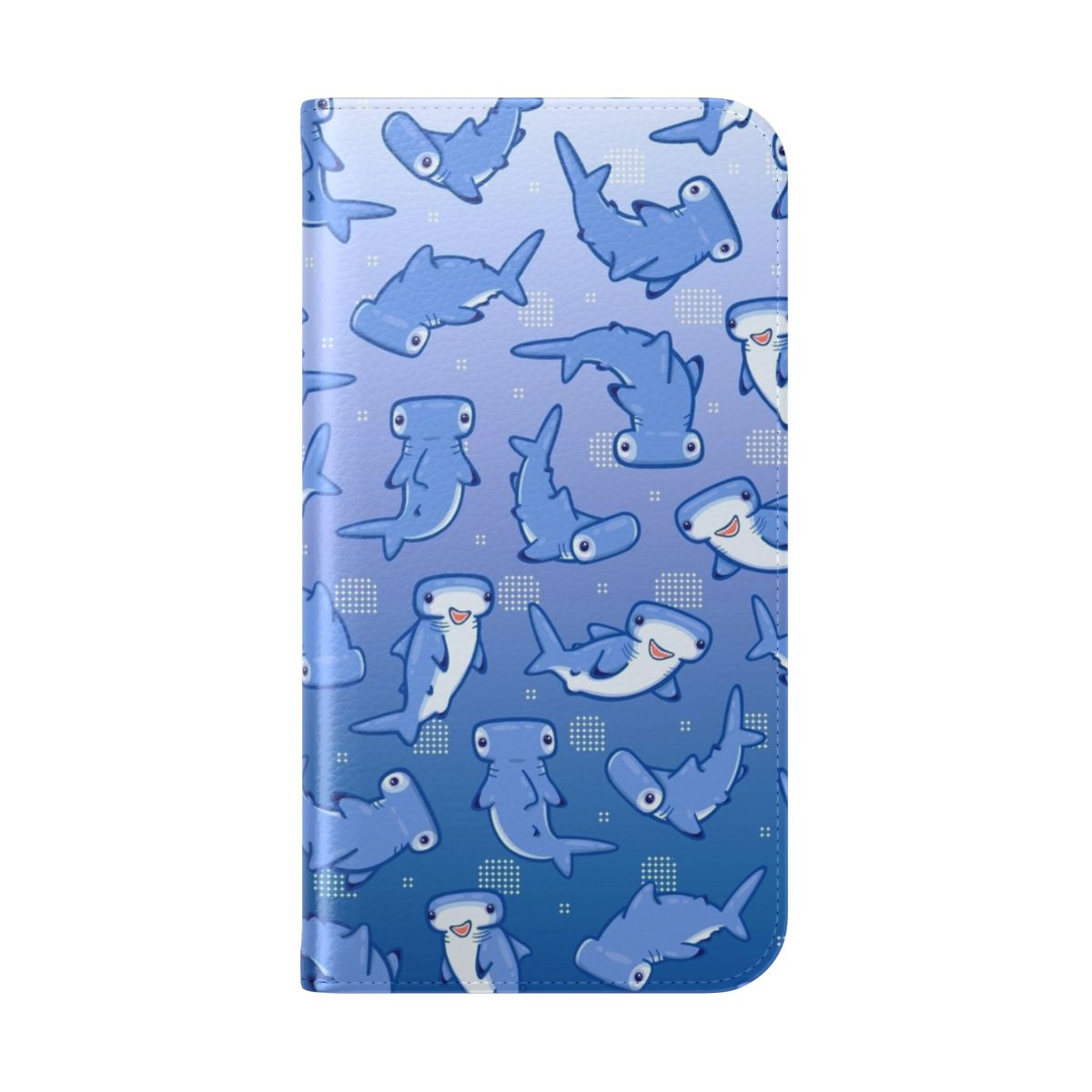 Hammerhead shark phone case with a colorful, patterned design - Folded Back