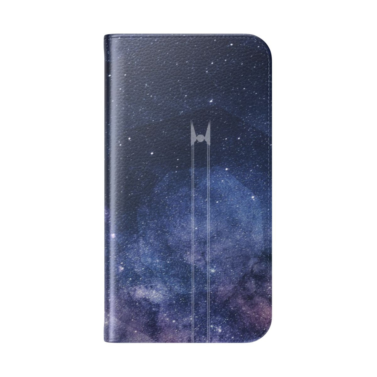 Galactic Empire-themed flip cover phone case with cosmic, futuristic design - Folded Back