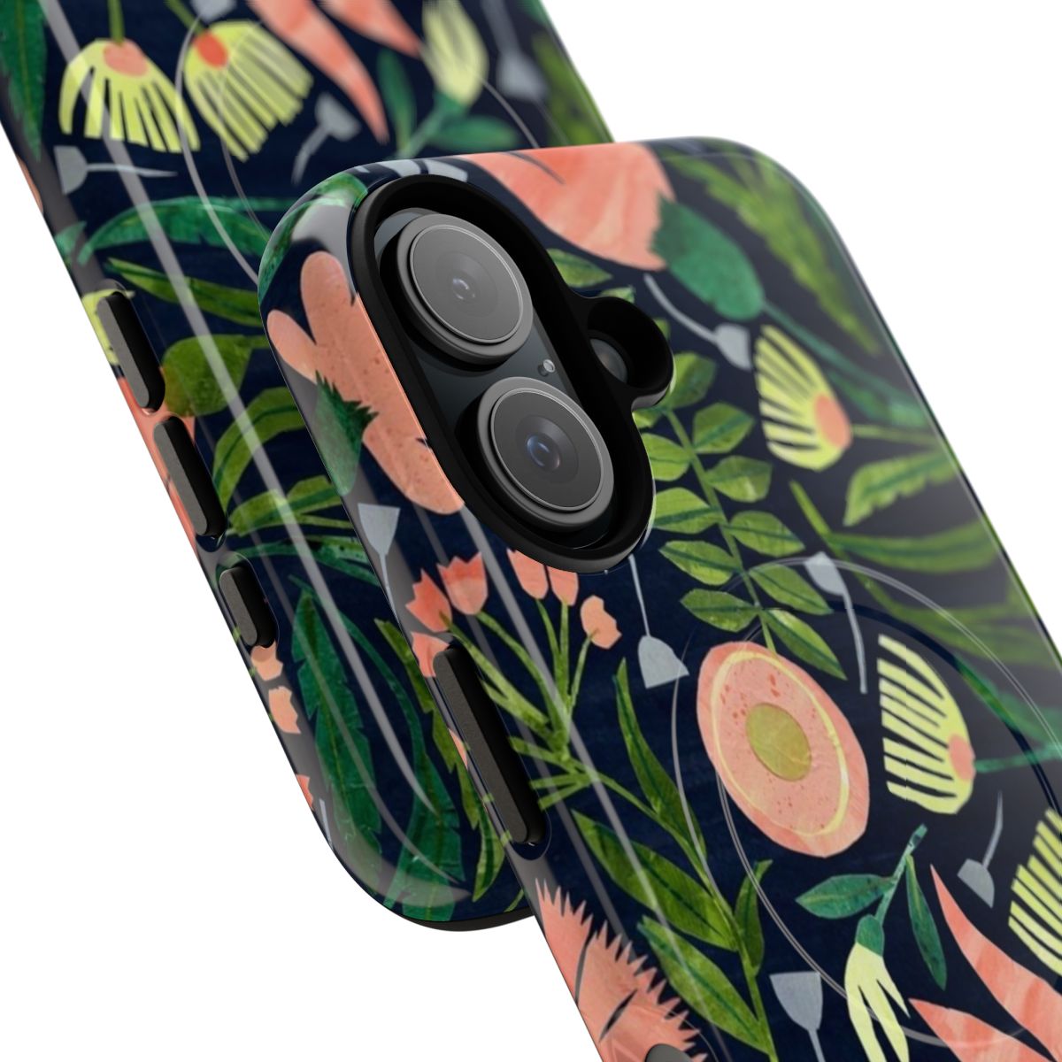 Floral garden phone case with cut paper art flowers - Detail