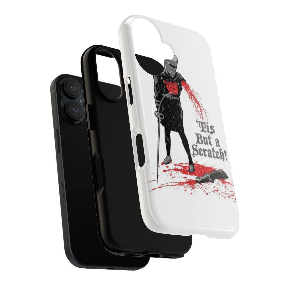 Monty Python-inspired magnetic tough phone case with "Tis But a Scratch!" design - Layers