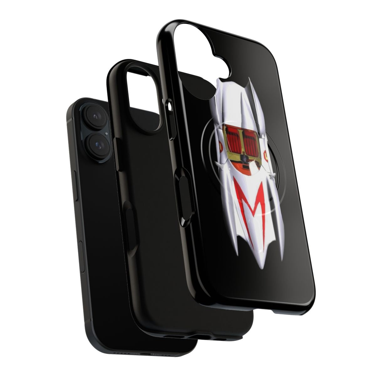 Vintage-style phone case featuring the iconic Mach 5 car from the classic anime series Speed Racer - Layers